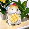 2 Pcs Hamster Figurine Resin Hamster Eating Cheese Statue Cartoon Animal