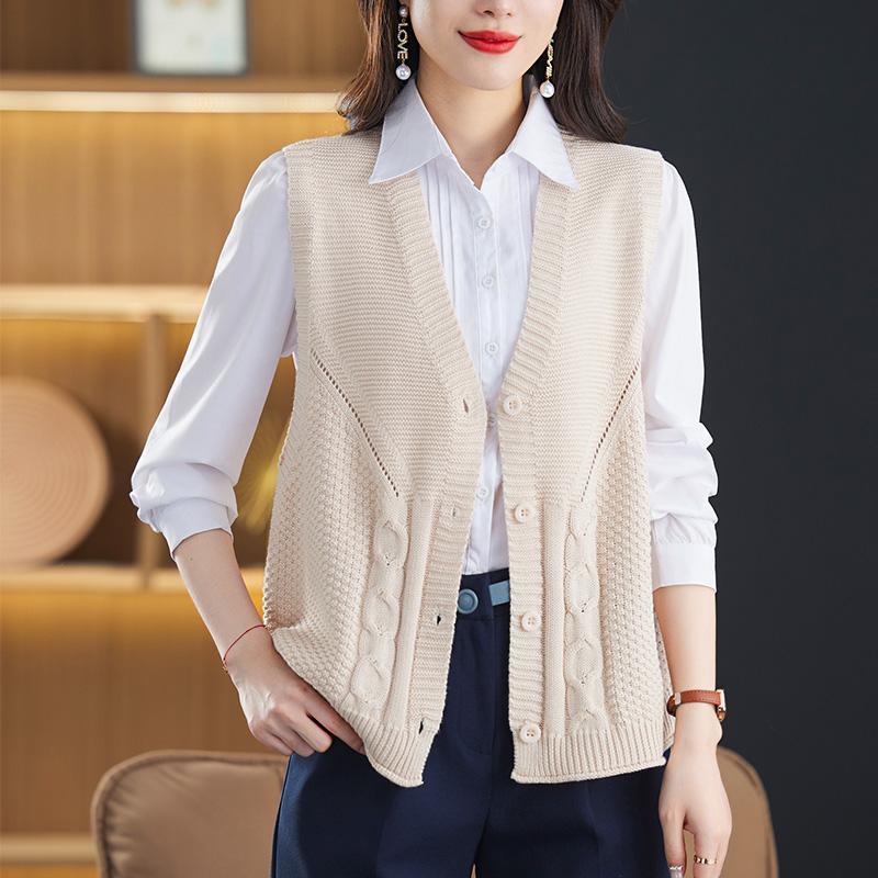 Вязаный жилет для мамы, женский кардиган, жилет для женщин, свободный жилет без рукавов на весну и осень