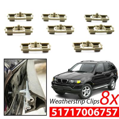 8 шт. серые уплотнители, зажимы для BMW X5 E53, зажим для уплотнения двери, передняя и задняя часть 51717006757, крепление капота двигателя, пластиковая крепежная прокладка