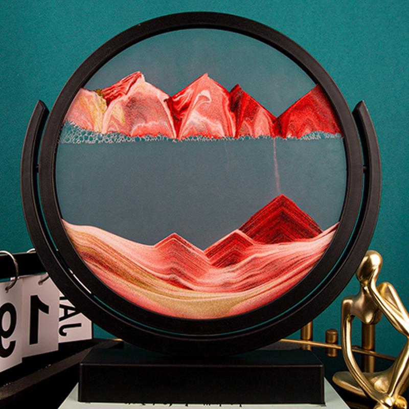 Flowing Sand Painting Art Hourglass Rotatable 3D Round Glass Deep Sea Quicksand Sandglass Modern Home Decoration Sand Clock Gift