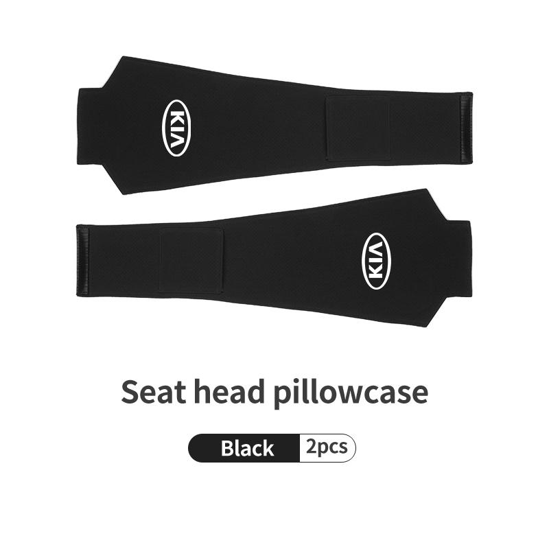 AAAFR1 Car Logo Headrest Cover Suede Perforated Breathable Head Pillowcase Pads For KIA Cerato Proceed Venga Stonic Picanto Sorento