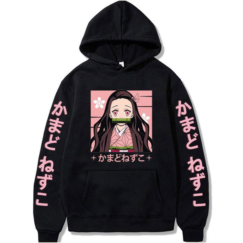 Новые толстовки унисекс в стиле японского аниме «Убийца демонов» Kamado Nezuko Kimetsu No Yaiba, уличная одежда больших размеров, женские повседневные топы унисекс
