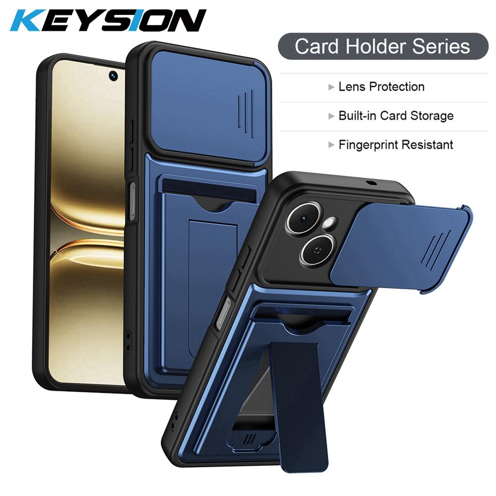 KEYSION Чехол-кошелек с держателем для карт для TECNO Spark 40C 4G, с защитой выдвижной камеры, подставкой, противоударный чехол для Spark 40C