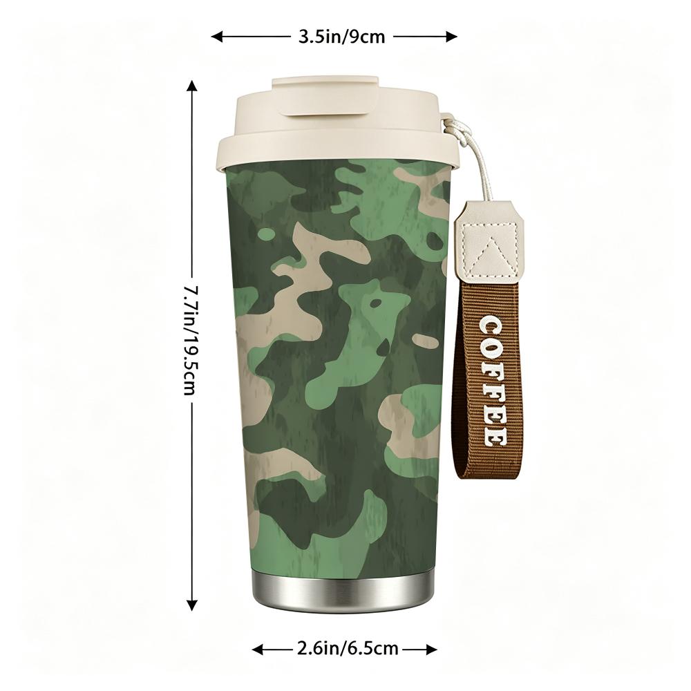 Camo Pattern Stainless Steel Insulated Coffee Tumbler Vacuum Thermal Cup Leakproof Travel Mug for Outdoor Hiking Camping