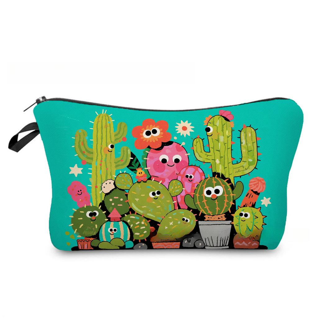 Женская косметичка с принтом кактуса Органайзер для туалетных принадлежностей Дорожный кейс для хранения 6880