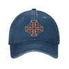 Knight Jerusalem Cross Christian Baseball Cap Vintage Distressed Washed Templar Sun Cap Unisex Travel Adjustable Fit Hats
