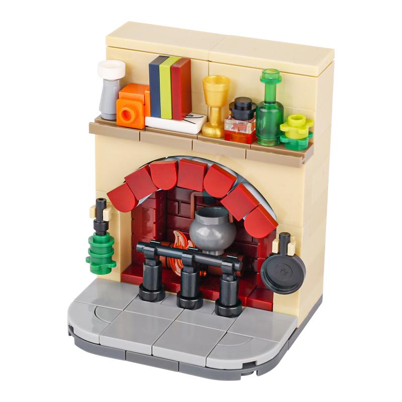 Средневековая Сцена MOC Строительные Блоки Дом Спальня Стол Мебель Кухня Рыцарь Кирпичи Сборка из Мелких Частиц Образовательные Игрушки