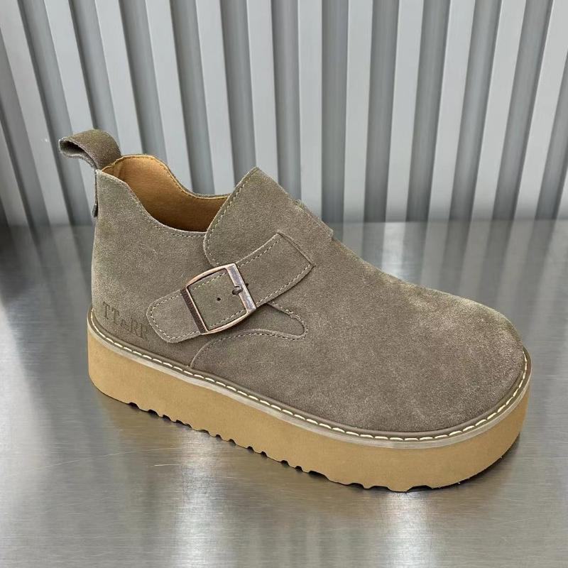 Платформа Женская обувь на плоской подошве Замшевые ботильоны Женские туфли-лоферы 2024 года Трендовая зимняя обувь Новая повседневная мода Готика Zapatillas De Mujer