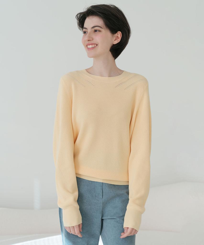 Baseukala Круглый вырез Длинный рукав Вафельный трикотаж (4Colors)