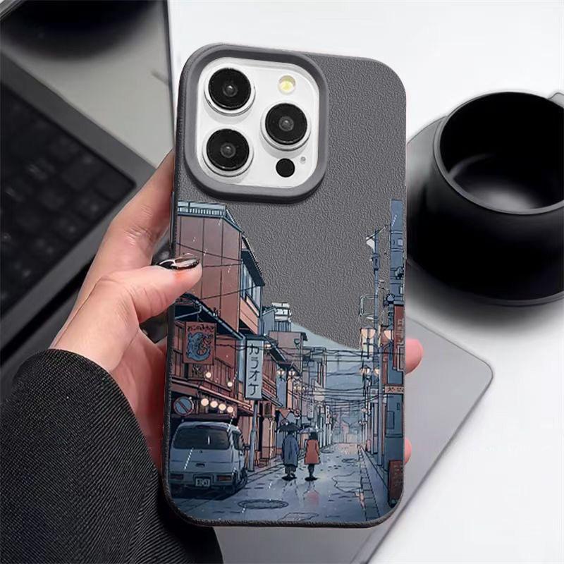 Мягкий чехол для телефона из ТПУ с текстурой кожи для iPhone 16 Pro 15 14 13 12 17 Pro Max 11 16E 17E Городской узор Ударопрочный Тонкий Однотонный Защита от падения