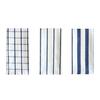 Kitchen Dish Towel Absorbent Quick Drying Tea Towel Blue Grid Striped Lint-Free Reusable Wipe Towel for Tableware Glassware Cookware