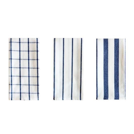 Кухонное полотенце для посуды Впитывающее Быстросохнущее Чайное полотенце Синее в клетку в полоску Безворсовое Многоразовое Салфетка для вытирания для посуды Стеклянной посуды Кухонной утвари