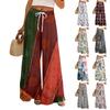 Women Summer Boho Palazzo Pants High Waist Wide Leg Printing Casual Trousers With Pockets