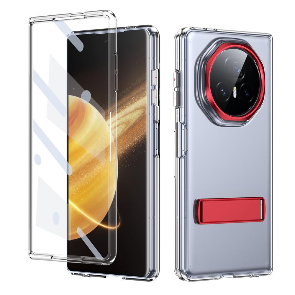 KEYSION Прозрачный чехол для Huawei HONOR Magic V3 Hard PC Metal Kickstand Противоударный чехол для телефона со стеклянным защитным экраном