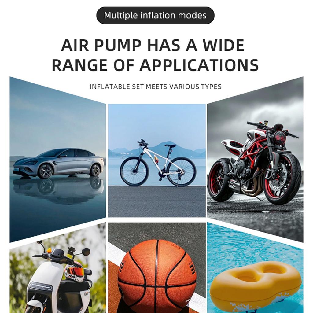 Беспроводной насос для шин и портативный компрессор для велосипеда с цифровым дисплеем, 4 режима, портативный, перезаряжаемый, для автомобильных шин, двигателя, велосипеда, мяча