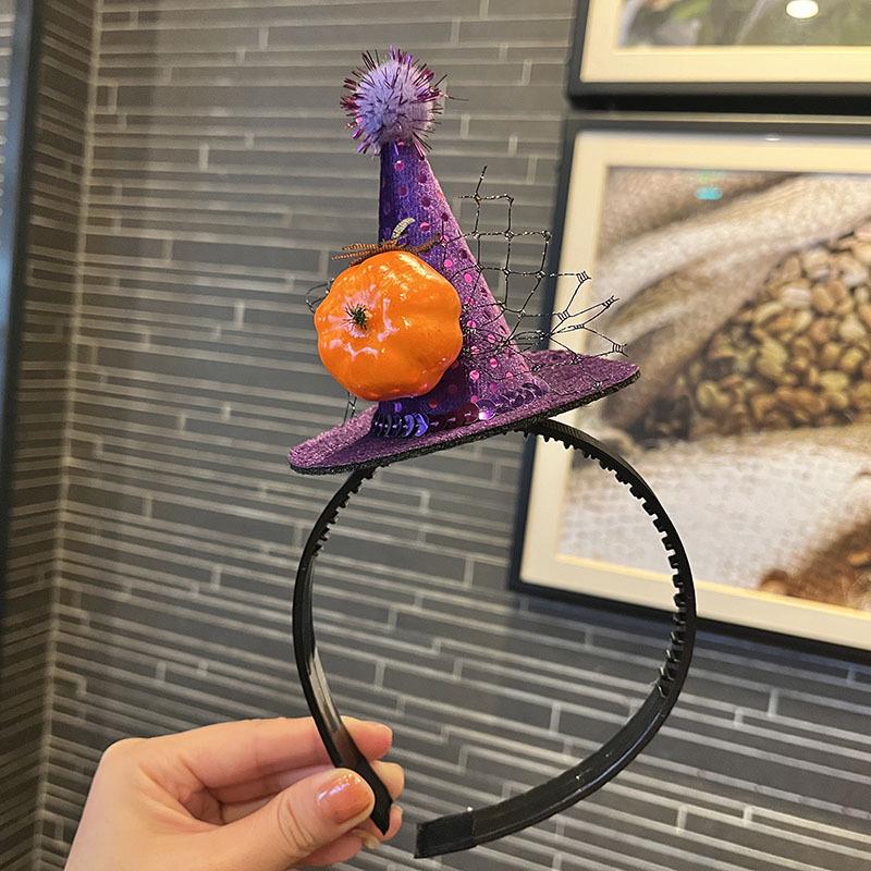 Cross-border Halloween Witch Hat Headband & Pumpkin Ghost Hair Clip for Children