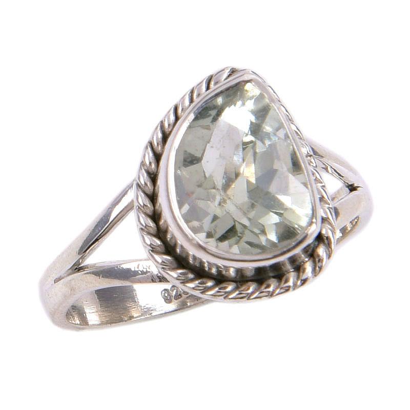 Подарочное кольцо из чистого серебра 925 пробы с натуральным зеленым аметистом S.5.5 f1S54