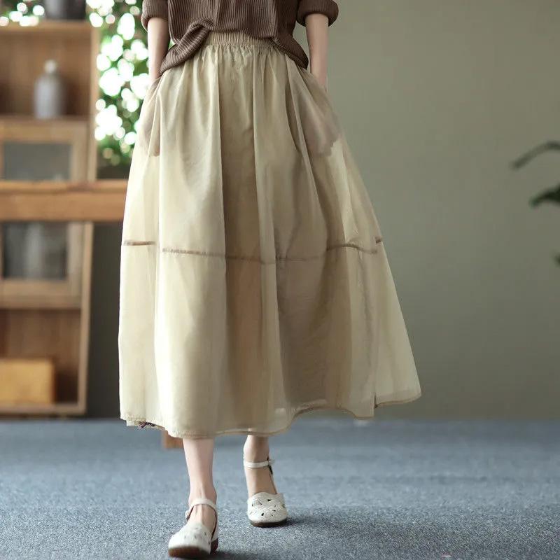 Half-body Skirt Women Summer Casual Versatile Elastic Women's Skirt Loose Comfortable Large Size Skirt