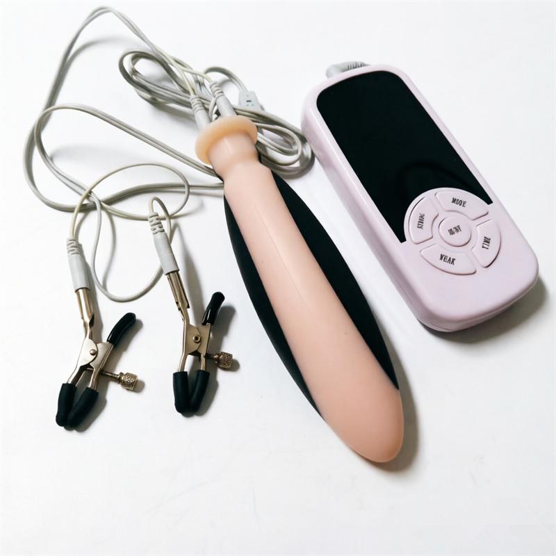 Silicone Anal Butt Plug Metal Nipples Clips Labium Clamps 6 Modes Electric Shock Breast Sex Toys for Women Men Gay MasturbationGood product
