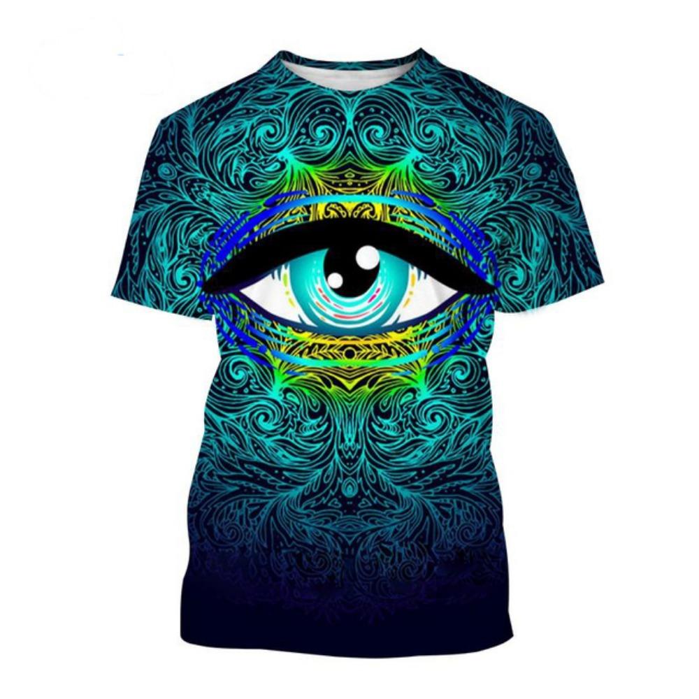 Новинка, горячая распродажа, мужская футболка с коротким рукавом с принтом в виде глаза и 3D-принта, модная повседневная футболка с коротким рукавом и принтом в виде органа человеческого лица