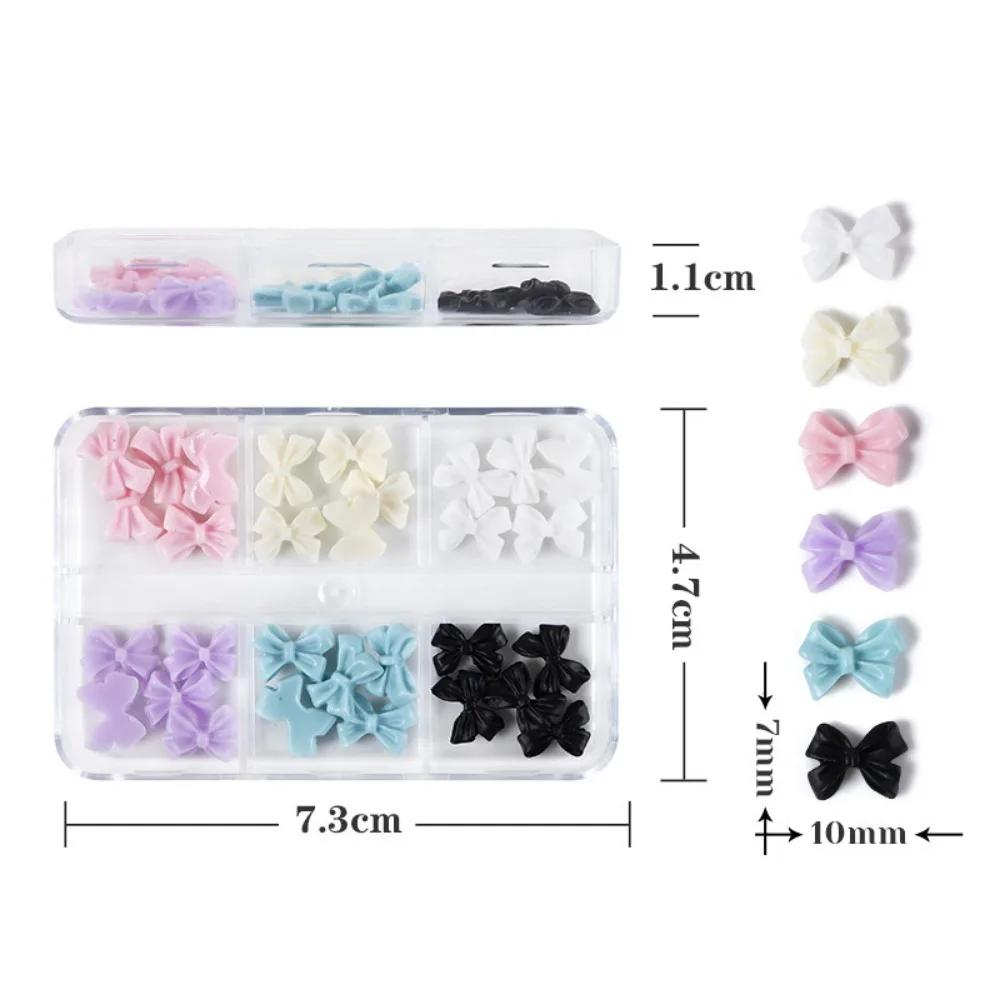 30 шт. Kawaii Mini Bow 3D Cute Nail Art Decorations Matte Butterfly Nails Charms Designs Manicure Nail DIY Accessories