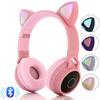 Children's Headphones with Cat Ears Colorful Bluetooth 5.0 Stereo Headphones with Microphone