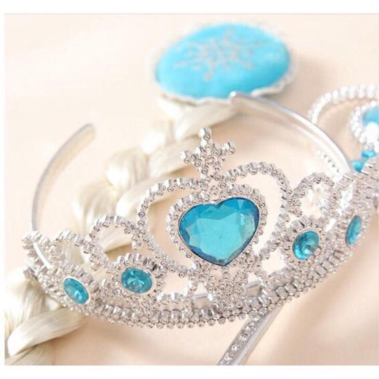 4Pcs/Set Frozen Elsa Rhinestone Crown Wand Hairpiece Gloves Dress Up Accessories