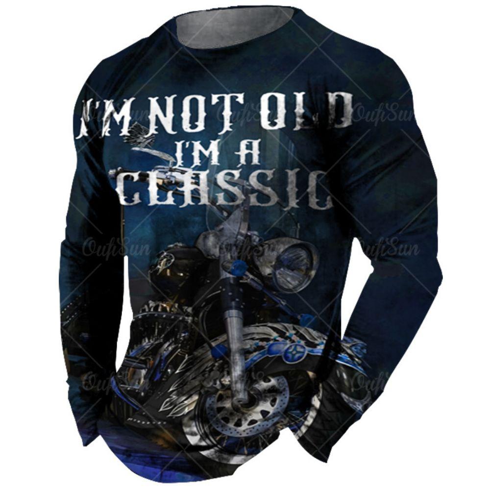 Винтажная мужская футболка с длинным рукавом 3D ретро мотоциклетные большие футболки для толстовки байкерская гоночная футболка мужская одежда
