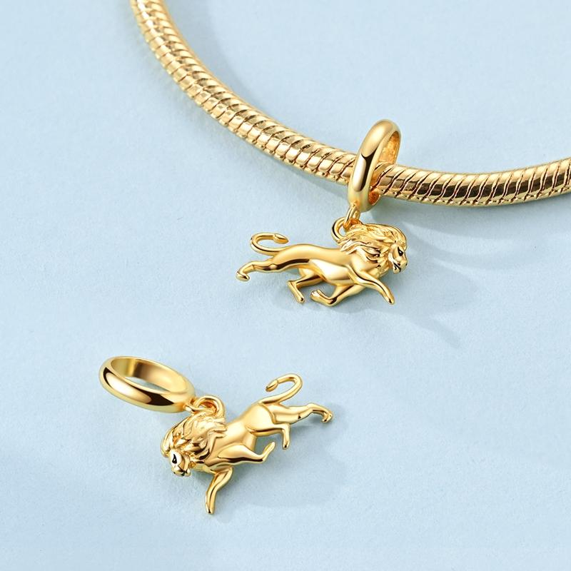 Original Real Copper Charms Bead Gold Leopard Gold Lion Pendants For Women Men Diy Jewelry Fit Original Bracelets