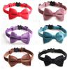 Velvet Cat Collar Bowknot Adjustable Safety Buckle Gatos Bow Tie Cat Accessories Collar for Cats with Bell Solid Color