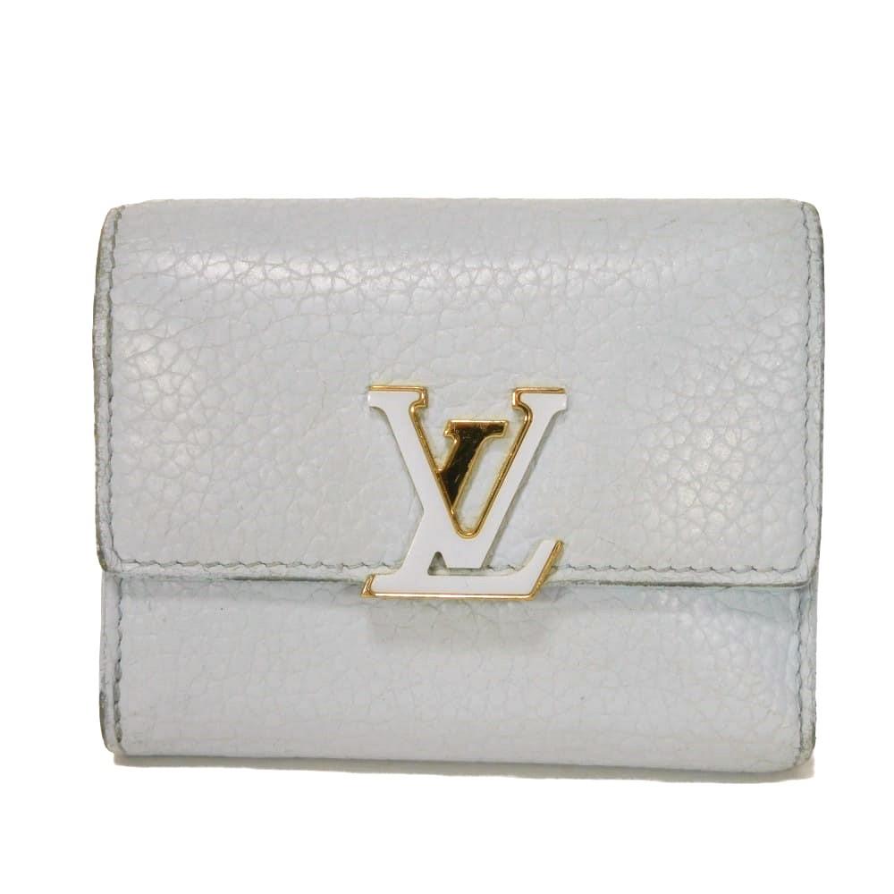 Used 12564 Portefeiulle Capucines XS M69061 7942 LV Logo Pastel Light Blue Japan Exclusive Taurillon Clemence Blue