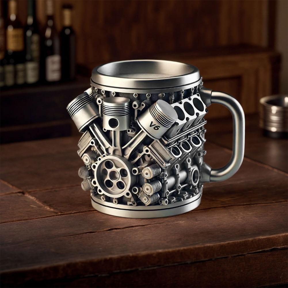 Engines Stainless Steel Cup Handmade Engines Coffee Cup For Car Enthusiasts Capacity Tea Mug For Home Or Office Unique 3D