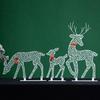 Christmas Light-up Reindeer Decoration LED Lighted 2D Iron Deer Family for Yard Patio Lawn Garden Home Desktop Decor