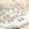 Geometric faux pearl earring set Flower heart fashion exquisite earrings earrings set
