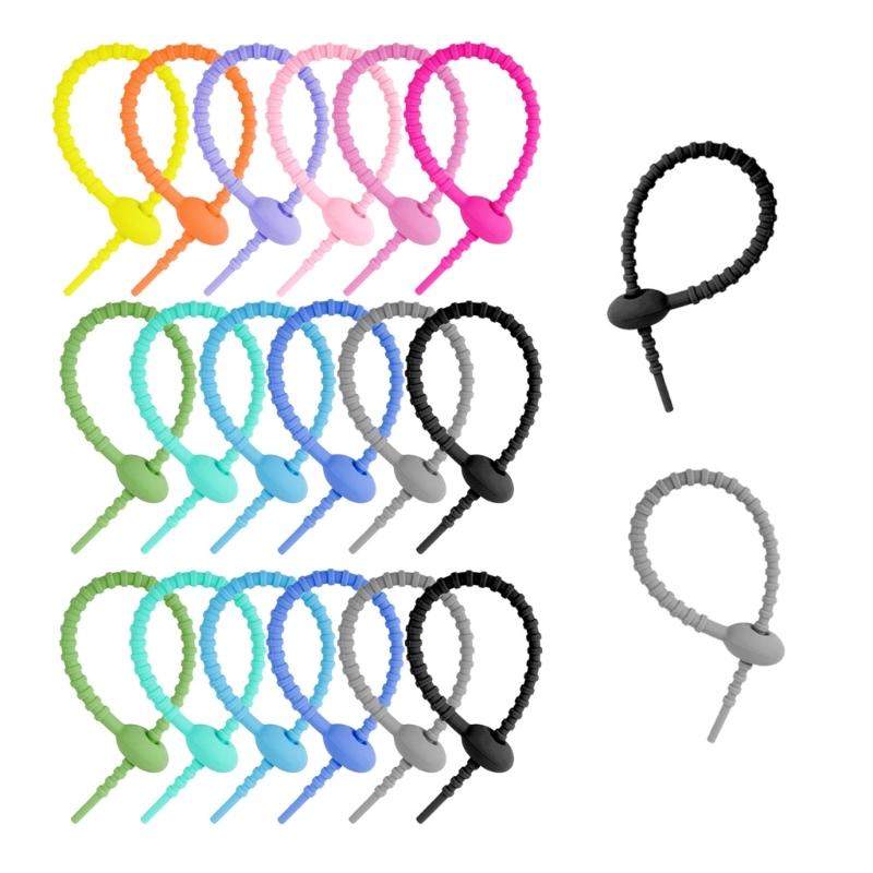 Pack of 10/20/50 Silicone Reusable Bag Twist Wire Fasten Cable Zip Tie Flexible Ties for Organization and DIY Projects