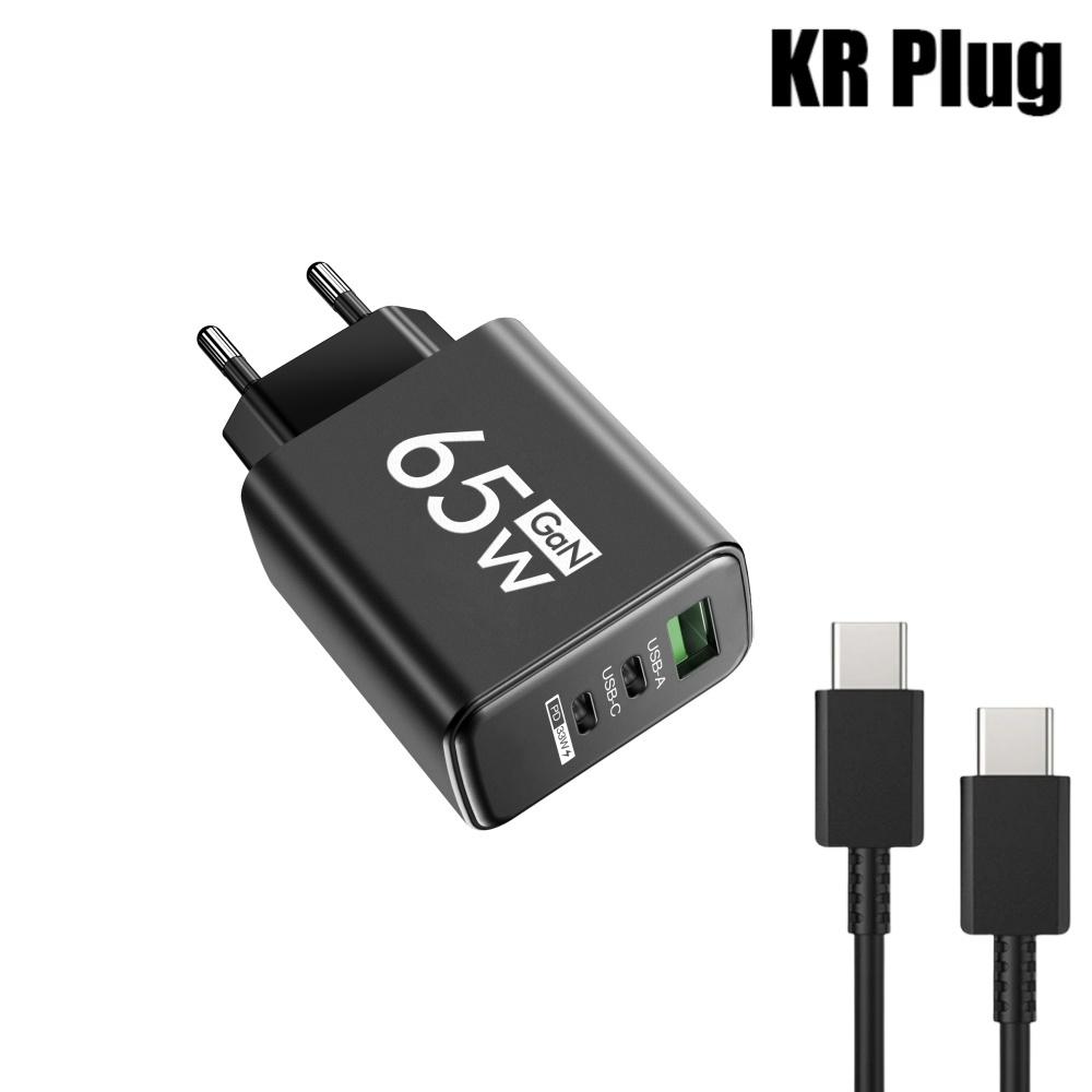 Быстрое зарядное устройство GaN 65 Вт USB C PD, настенный адаптер для 16 Samsung Galaxy S24, Quick Charge 3.0, многопортовое, для путешествий