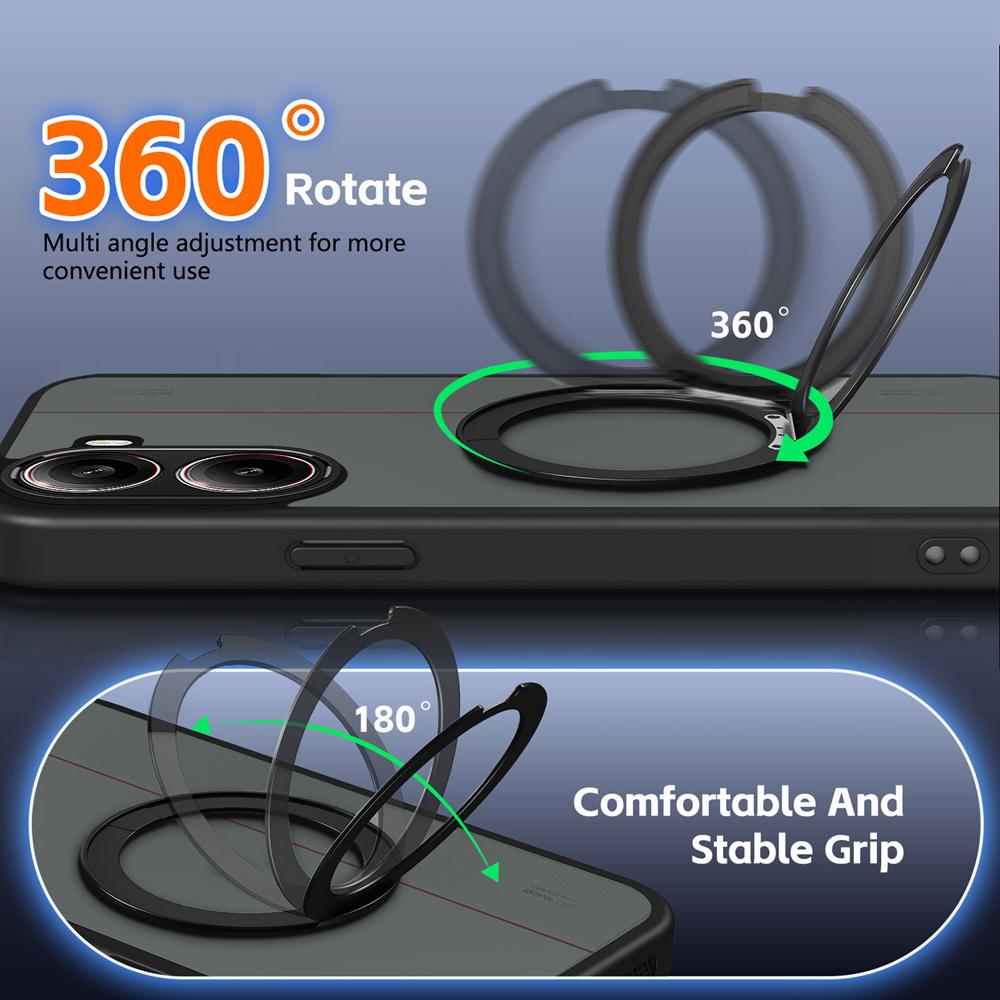 KEYSION 360° Rotating Ring Stand Magnetic Phone Case for Xiaomi POCO X7 Pro 5G Matte Translucent Shockproof Cover for Redmi Turbo 4