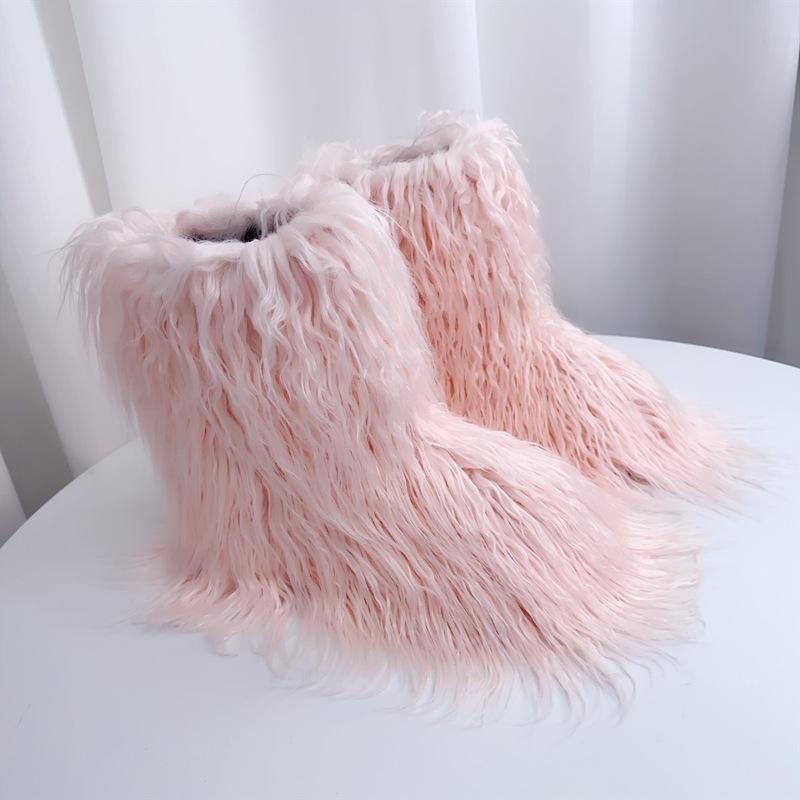 IPPEUM Зимние меховые сапоги 2025 Сапоги до колена для женщин Сапоги выше колена Плюшевые длинные сапоги