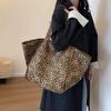 Oversized Leopard Prints Shoulder Bags for Women Deformable Canvas Large Capacity Shopping Totes 2025 Winter New Luxury Handbags