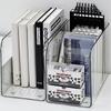 Transparent file storage box and acrylic desktop bookshelf, storage organizer for school/office supplies, back-to-school season,