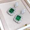 Huitan Aesthetic Flower Dangle Earrings with Green Cubic Zircon Bling Bling Hanging Earrings for Women Gorgeous Wedding Jewelry