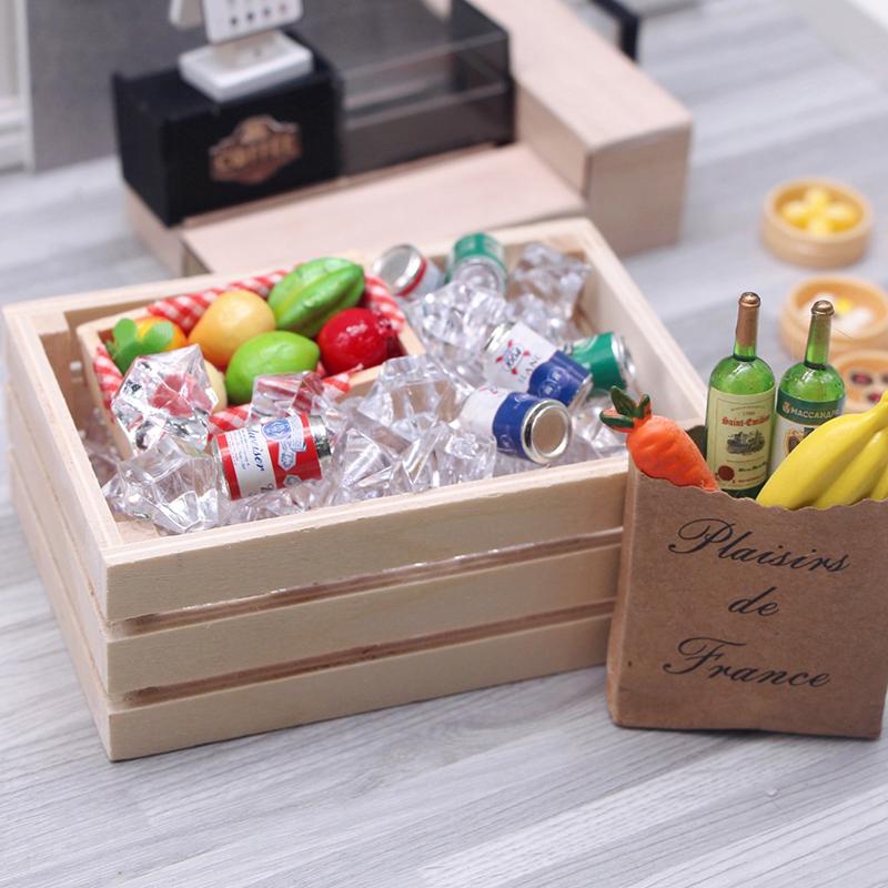 1:12 Dollhouse Miniature Storage Basket Food Drink Storage Basket Plant Pot Home Garden Model Decor Toy Doll House Accessories
