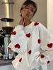 Love Embroidery Women's Knitting Sweaters Sweet Chic Long Sleeved O-neck Pullovers 2023 New Female Casual Fashion Sweater