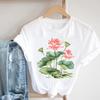 (Asian Size) Short Sleeve T Shirt Watercolor Flower Style 90s Fashion Women Casual Tee Top Clothing Print Ladies Female Graphic T-shirts