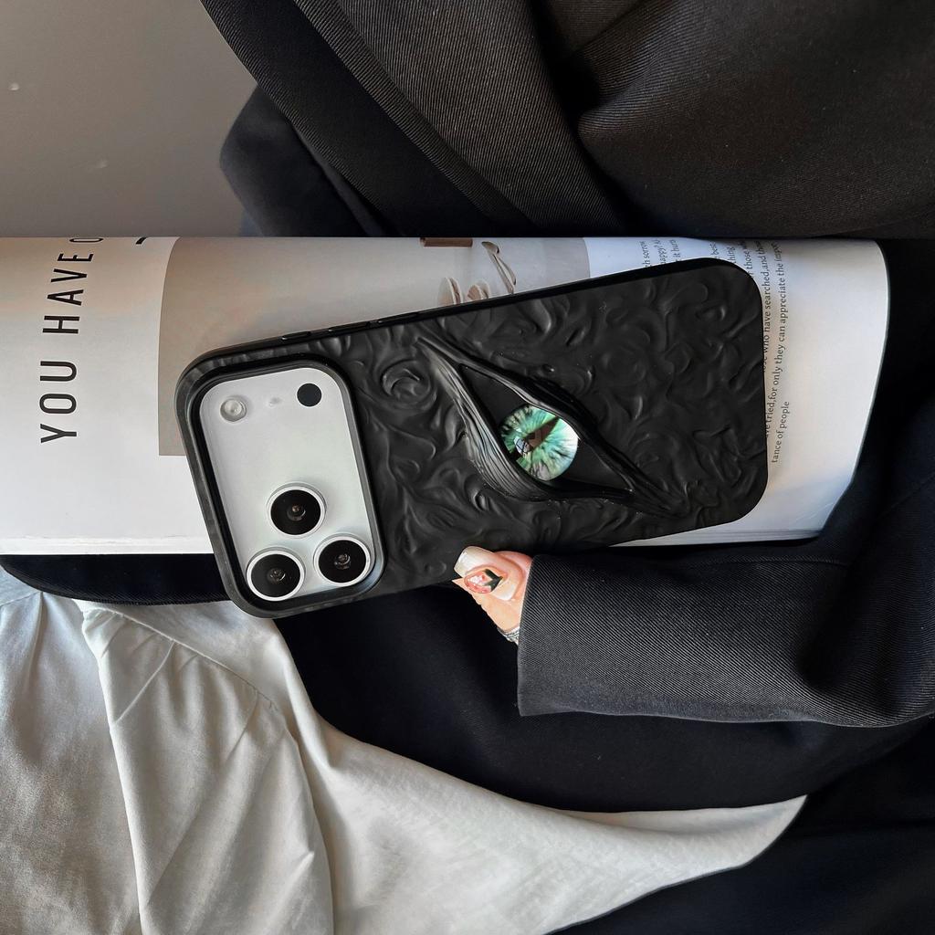 Гальванизированный 3D Чехол для телефона Глаз для серии iPhone 11-17, ТПУ Противоударная крышка с текстурой оловянной фольги, Модный художественный дизайн