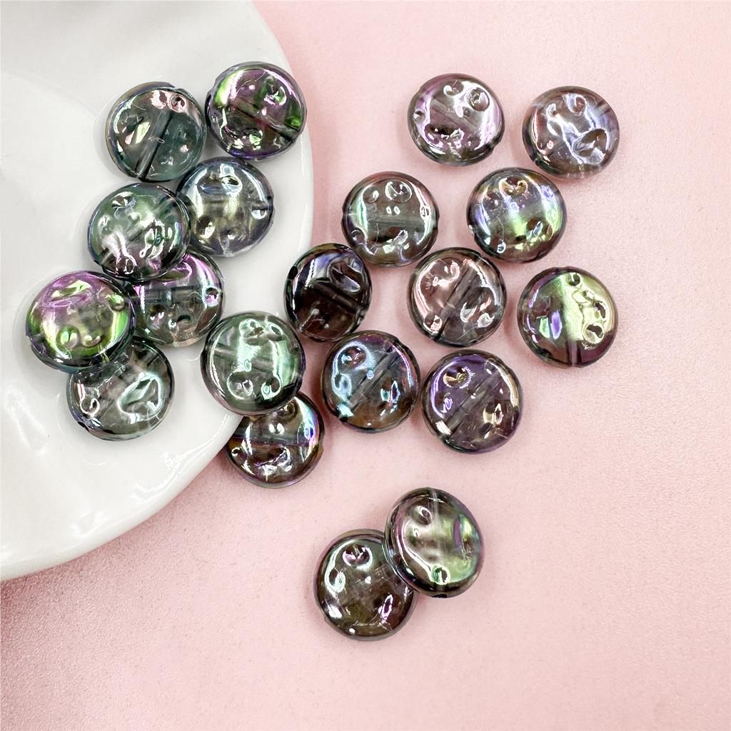 Hanmade 20pcs Acrylic Mobile Phone Chain Round DIY Handmade Materials Solid Color 12mm Loose Button Beads Multi-cut DIY Bracelet
