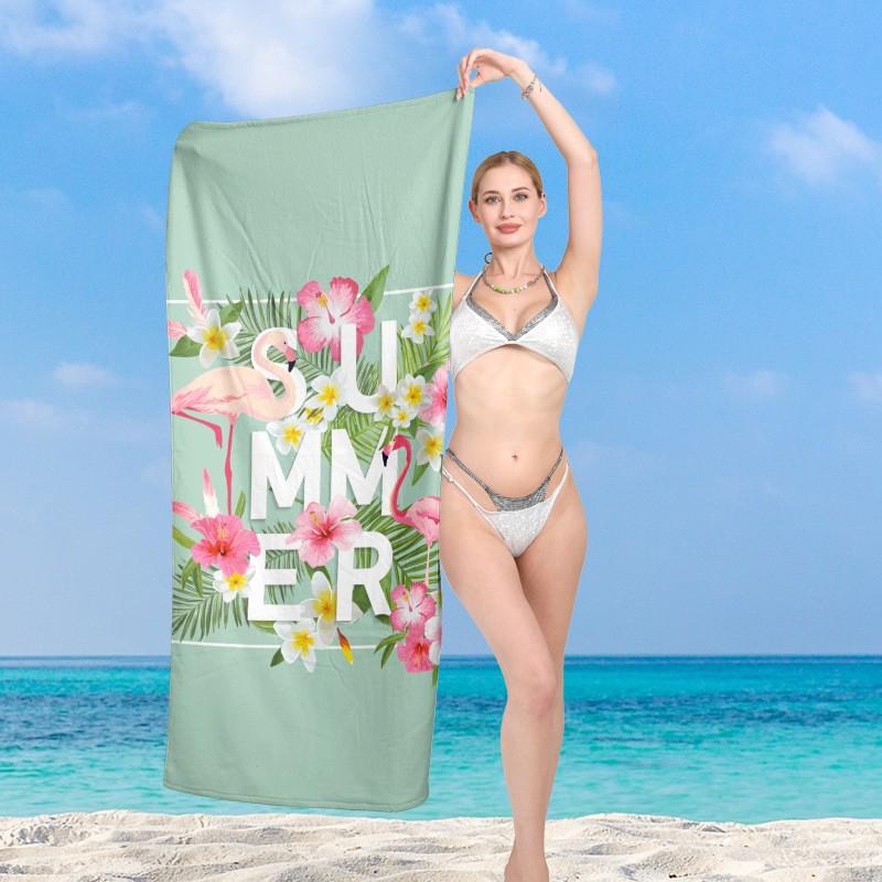 100% Cotton Printed Quick-Dry Beach Towel Adults Sand-Resistant Large Bath 75x150cm Customizable Design Lightweight Absorbent Pool Travel Yoga