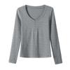 Chic Button Design T-shirt Women Fall New Slim Spice Sexy Long Sleeve Top