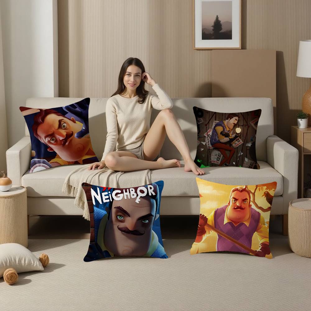 Popular Horror Game H-Hello N-Neighbor 2 Pillow Cover Sofa Cushion Cover Home Room Decoration Children Gift