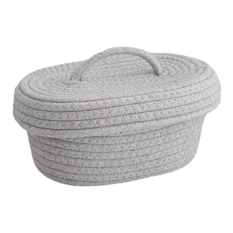 Тканые корзины Хлопковая корзина для вязания с крышкой Маленькая корзина Серые корзины Настольные корзины для хранения разной косметики Корзина для игрушек